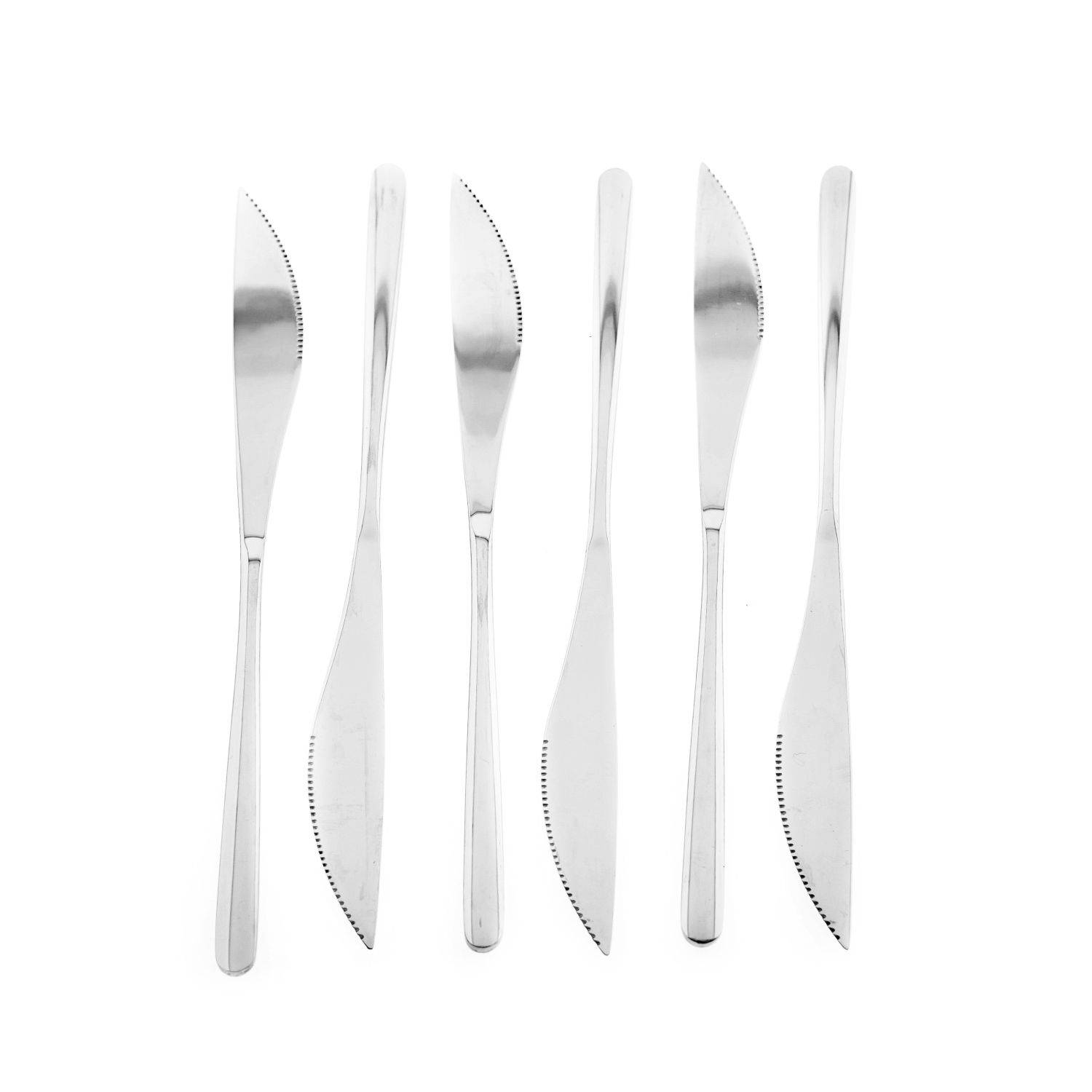 Sunay 6 Tlg. Menümesser-Set in Silber aus 18/10-Edelstahl mit einfachem dezenten Stil