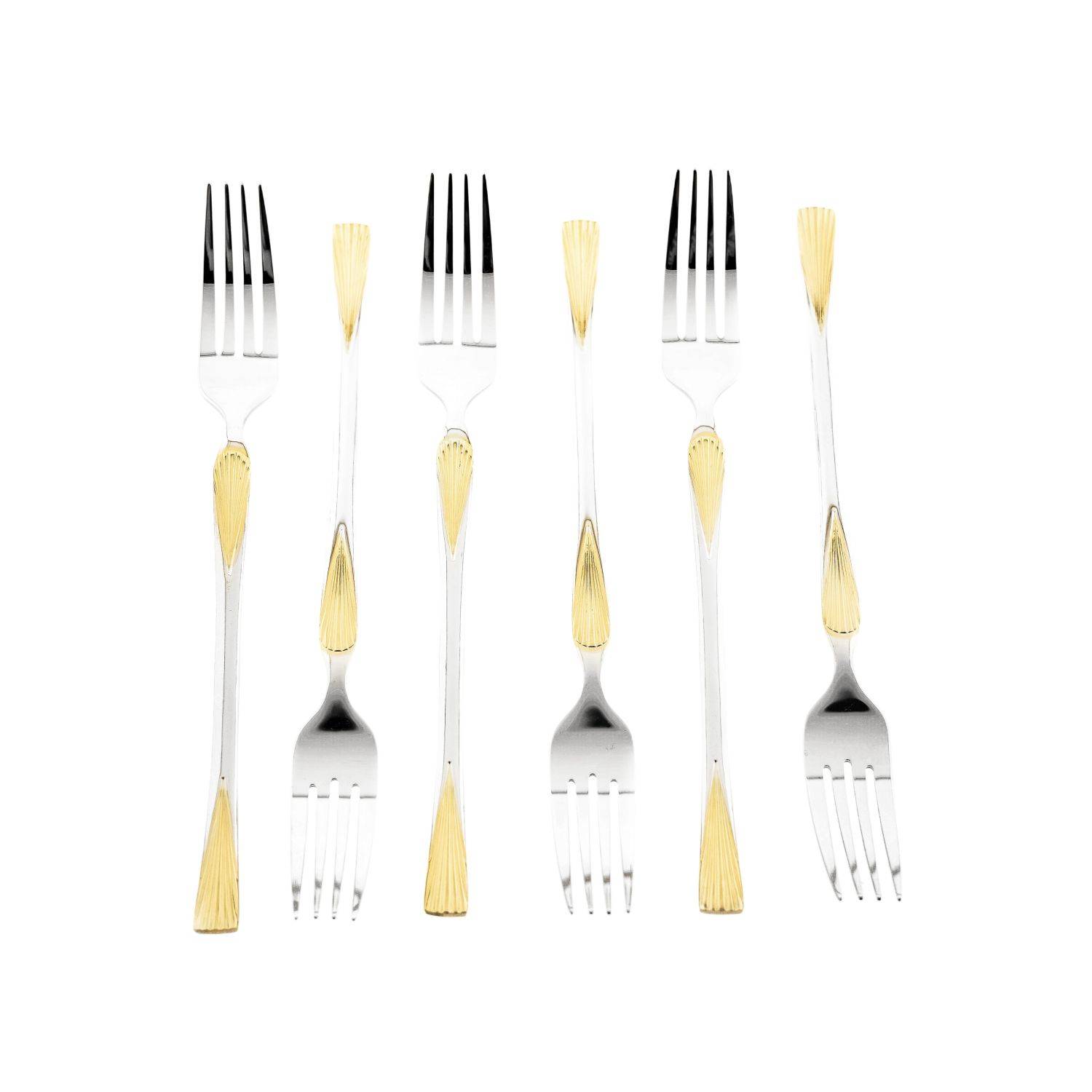 Sunay 6 Teiliger Menügabel-Set aus 18/10-Edelstahl in Silber mit Goldmuster