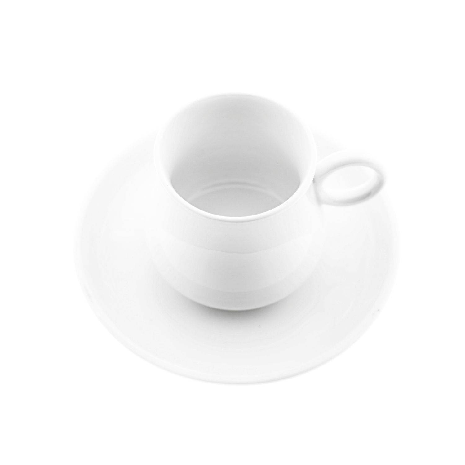 Mulex 12 Teiliger Set Mokkatassen mit Untertasse aus Porzellan Mokkaservice 100 ml Weiß