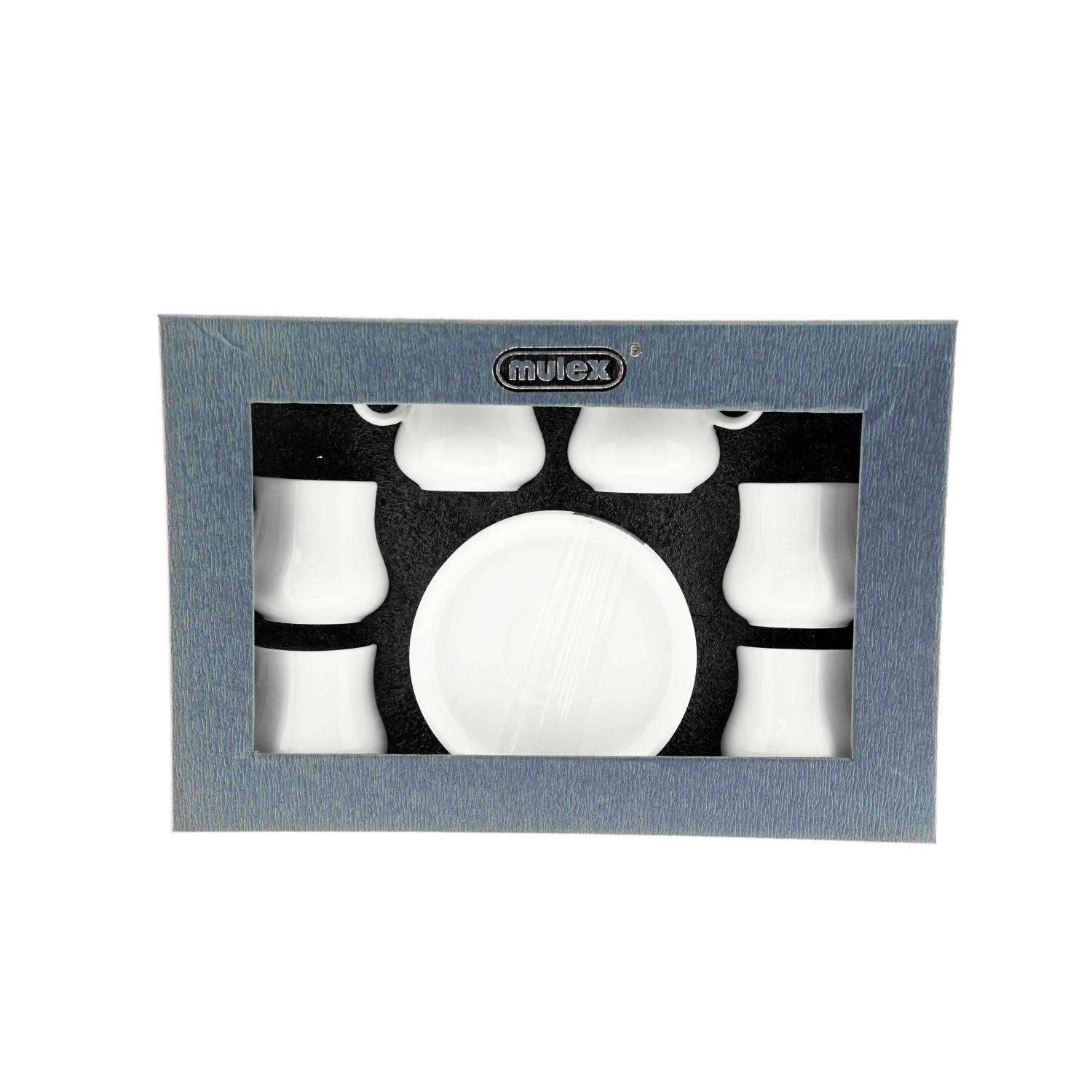 Mulex 12 Teiliger Set Mokkatassen mit Untertasse aus Porzellan Mokkaservice 100 ml Weiß