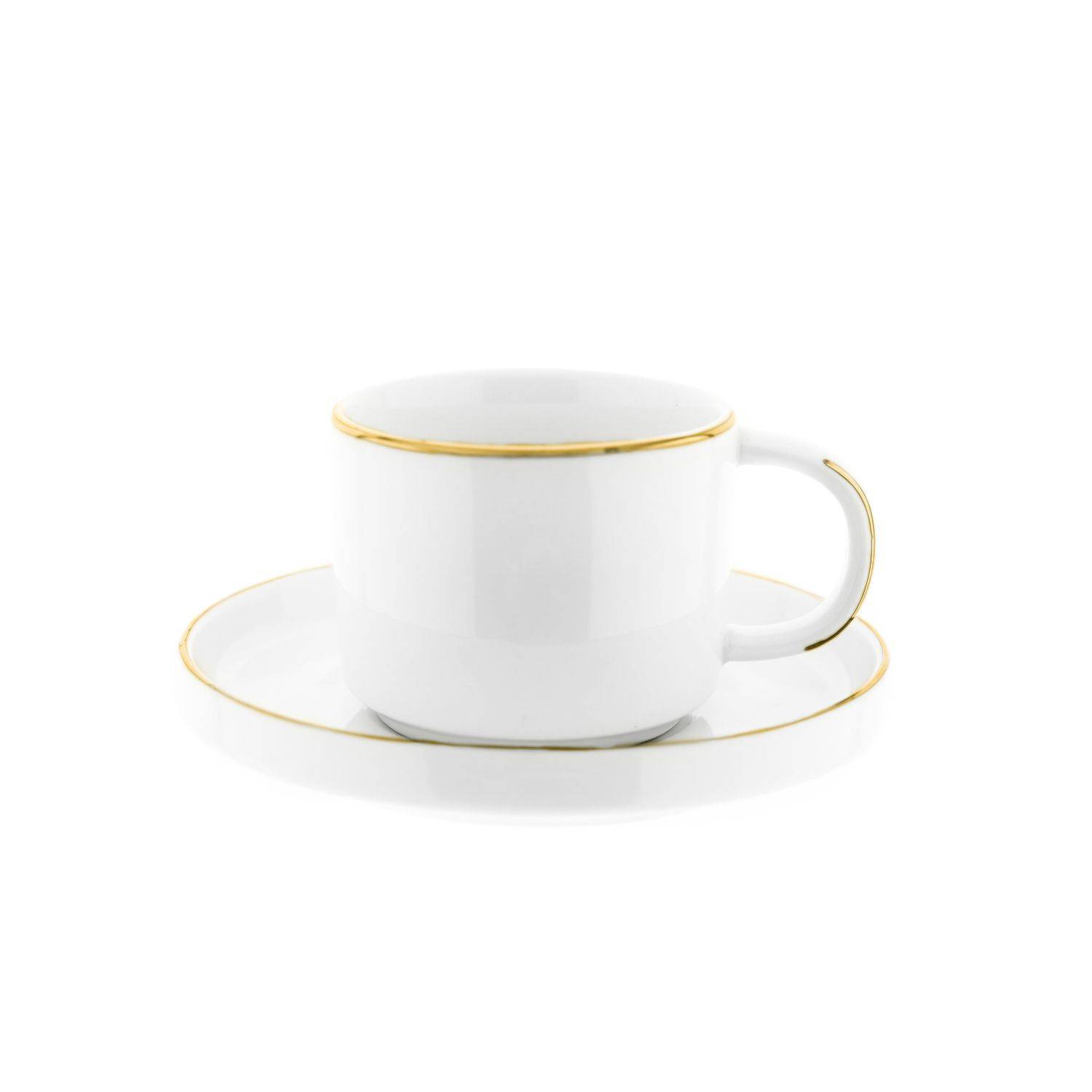 Mulex 12 Teilger Mokkatassen-Set mit Untertasse aus Porzellan Mokkaservice 100 ml Weiß/Gold