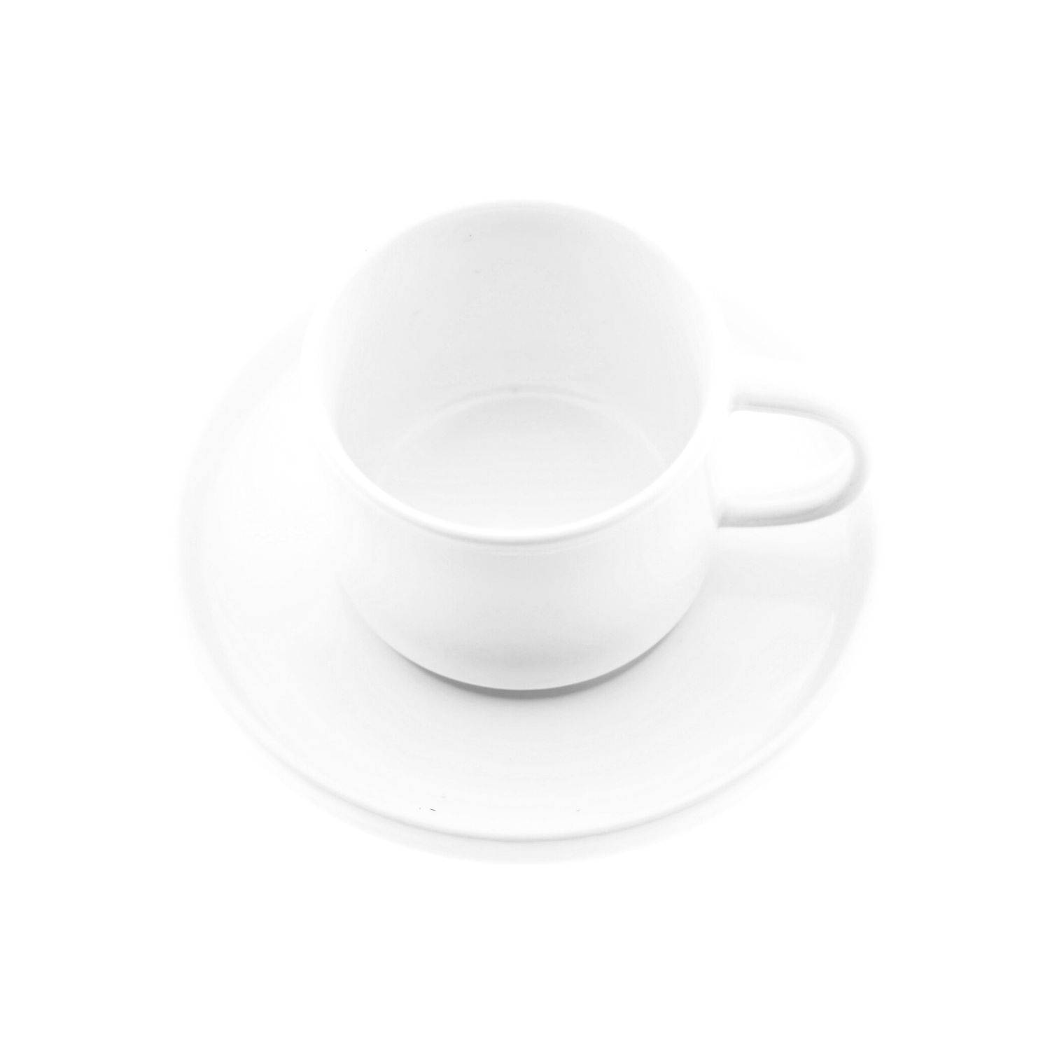 Mulex 12 Teilger Mokkatassen-Set mit Untertasse aus Porzellan Mokkaservice 100 ml Weiß