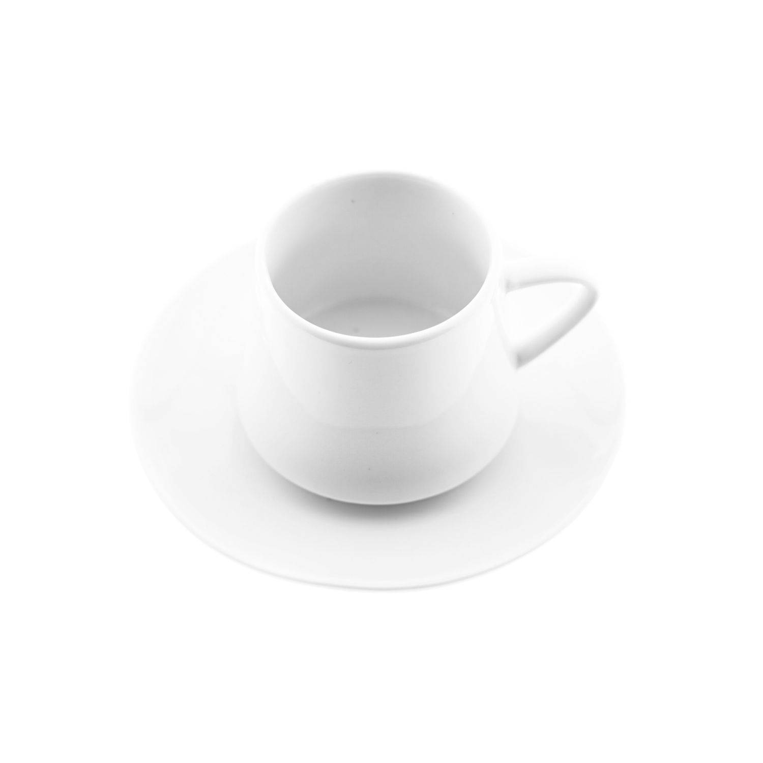 Mulex 12 Tlg. Set Mokkatassen mit Untertassen aus Porzellan Mokkaservice 100 ml Weiß