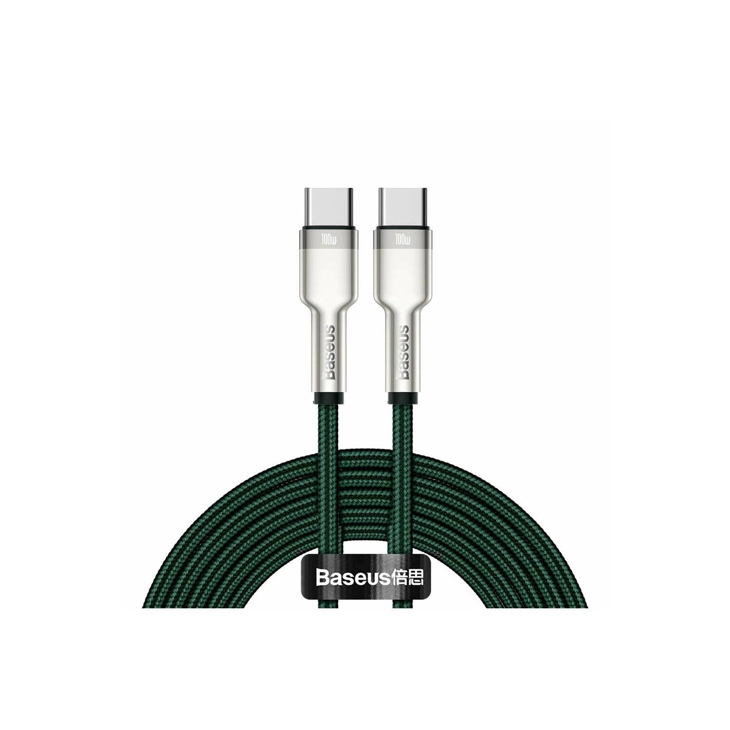 Baseus Cafule Metal Datenkabel USB Type C - USB Type C 100 W (20 V / 5 A) Power Delivery 2 m grün (CATJK-D06)