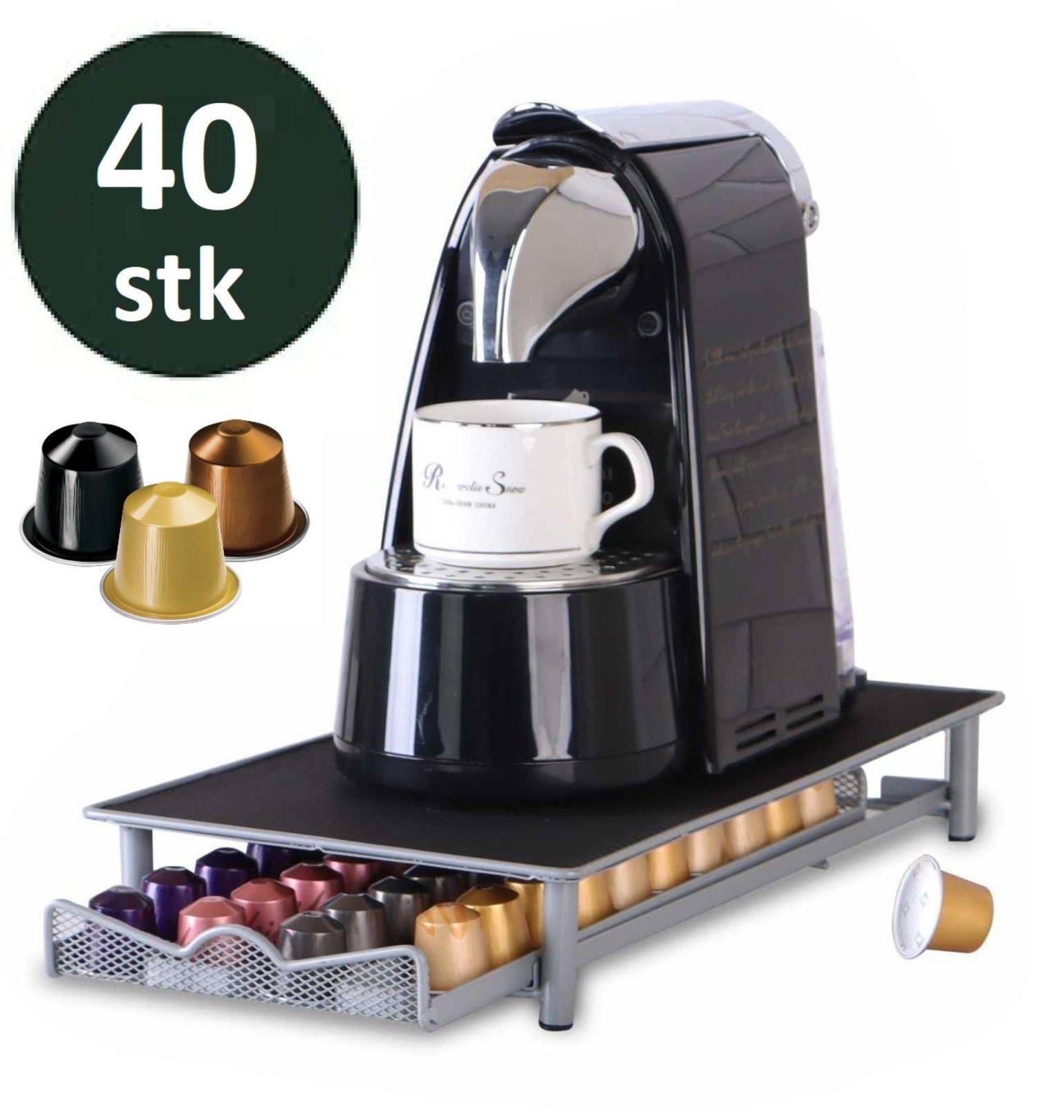 Kaffeekapsel Schublade für 40 Kapseln kompatibel mit Nespresso Kapselhalter Kapselspender