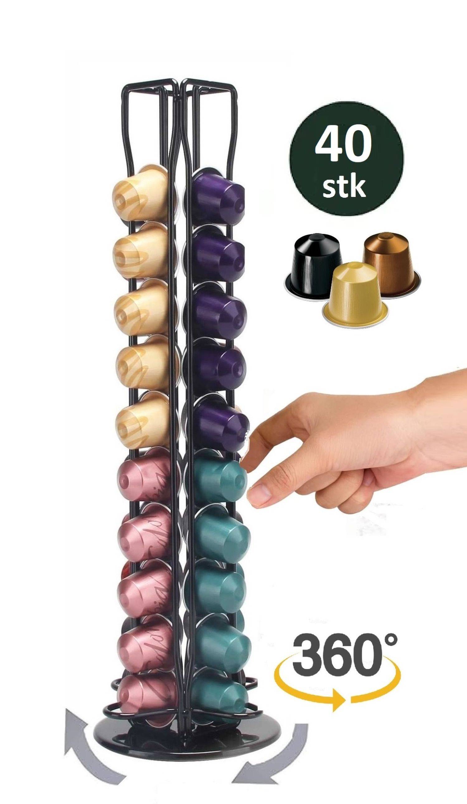 Kaffeekapsel Ständer drehbar für 40 Kapseln komatibel mit Nespresso Kapselhalter Kapselspender