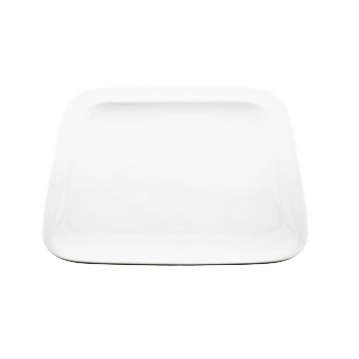 Almina 2 Teiliger Servierteller-Set Weiß aus Porzellan in Form eines Quadrats mit abgerundeten Ecken