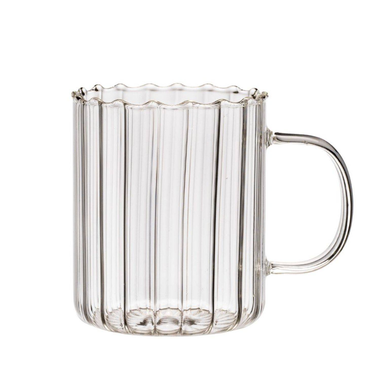 Zoha 2er Set Glas Riffle Cup Kaffeeglas Teeglas Heißgetränke - 350 ml, Borosilikatglas, Hitzebeständig