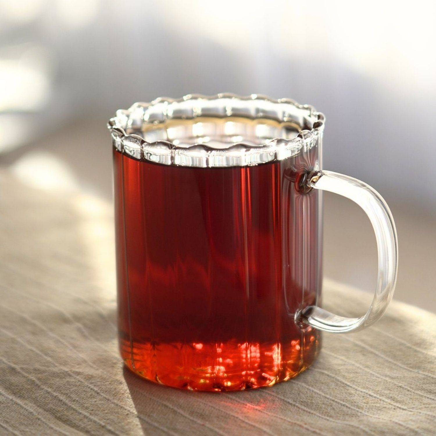 Zoha 2er Set Glas Riffle Cup Kaffeeglas Teeglas Heißgetränke - 350 ml, Borosilikatglas, Hitzebeständig