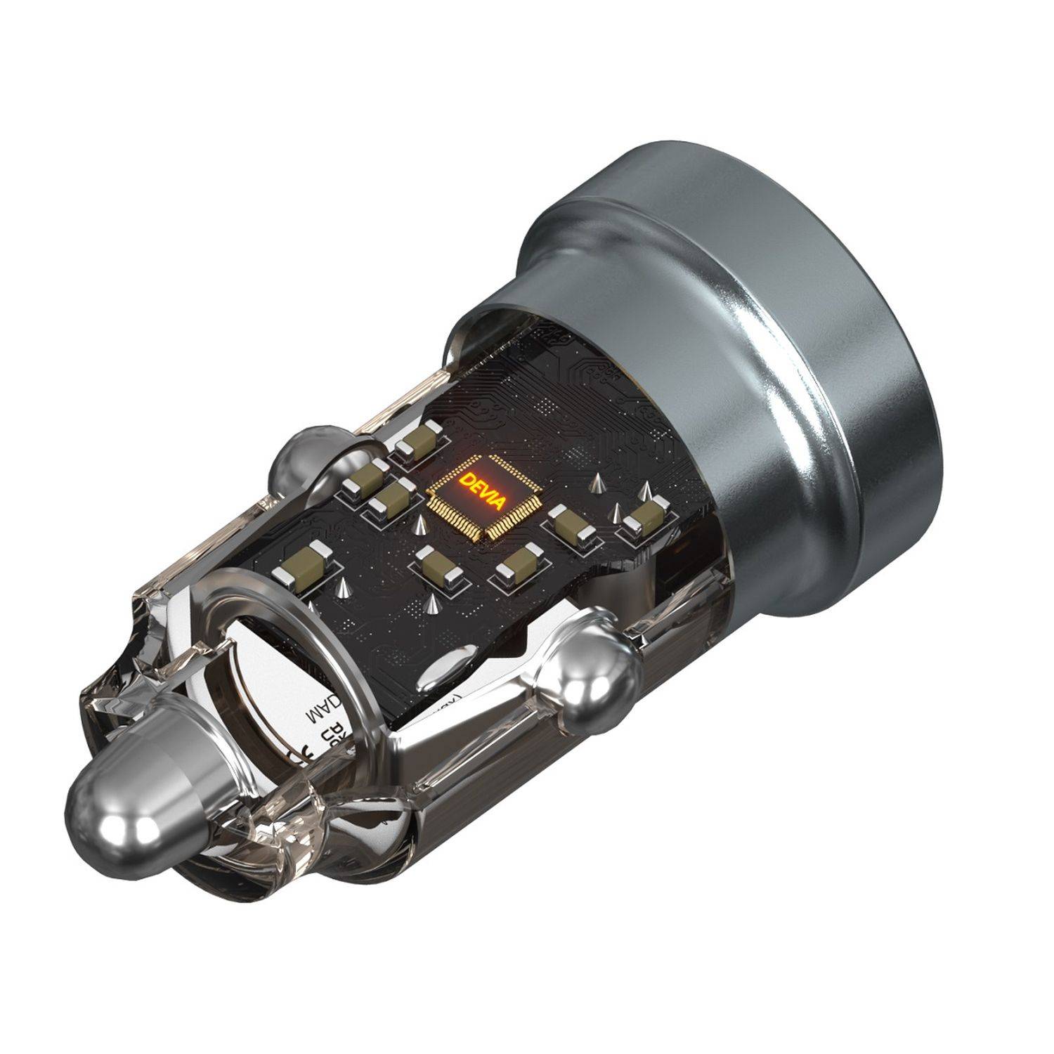 Devia Autoladegerät 1x USB, 1x USB Typ C 30 W Schnelladegerät in Schwarz