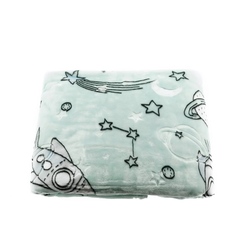 Sunay Babydecke aus Polyester Hellblau 140cm x 110cm Rechteckig mit abgerundeten Ecken Weltall Motiv Sunay Babydecke aus Polyester Hellblau 140cm x 110cm Rechteckig mit abgerundeten Ecken Weltall Motiv