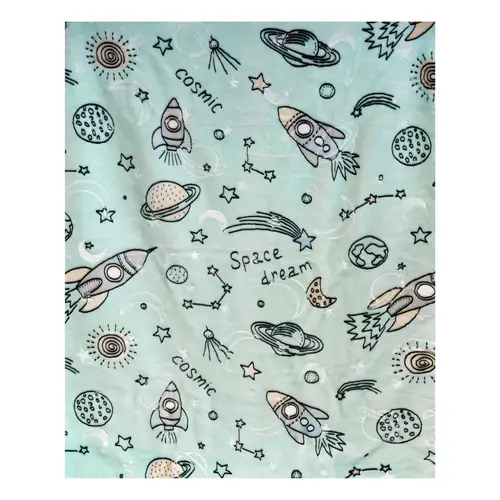 Sunay Babydecke aus Polyester Hellblau 140cm x 110cm Rechteckig mit abgerundeten Ecken Weltall Motiv Sunay Babydecke aus Polyester Hellblau 140cm x 110cm Rechteckig mit abgerundeten Ecken Weltall Motiv