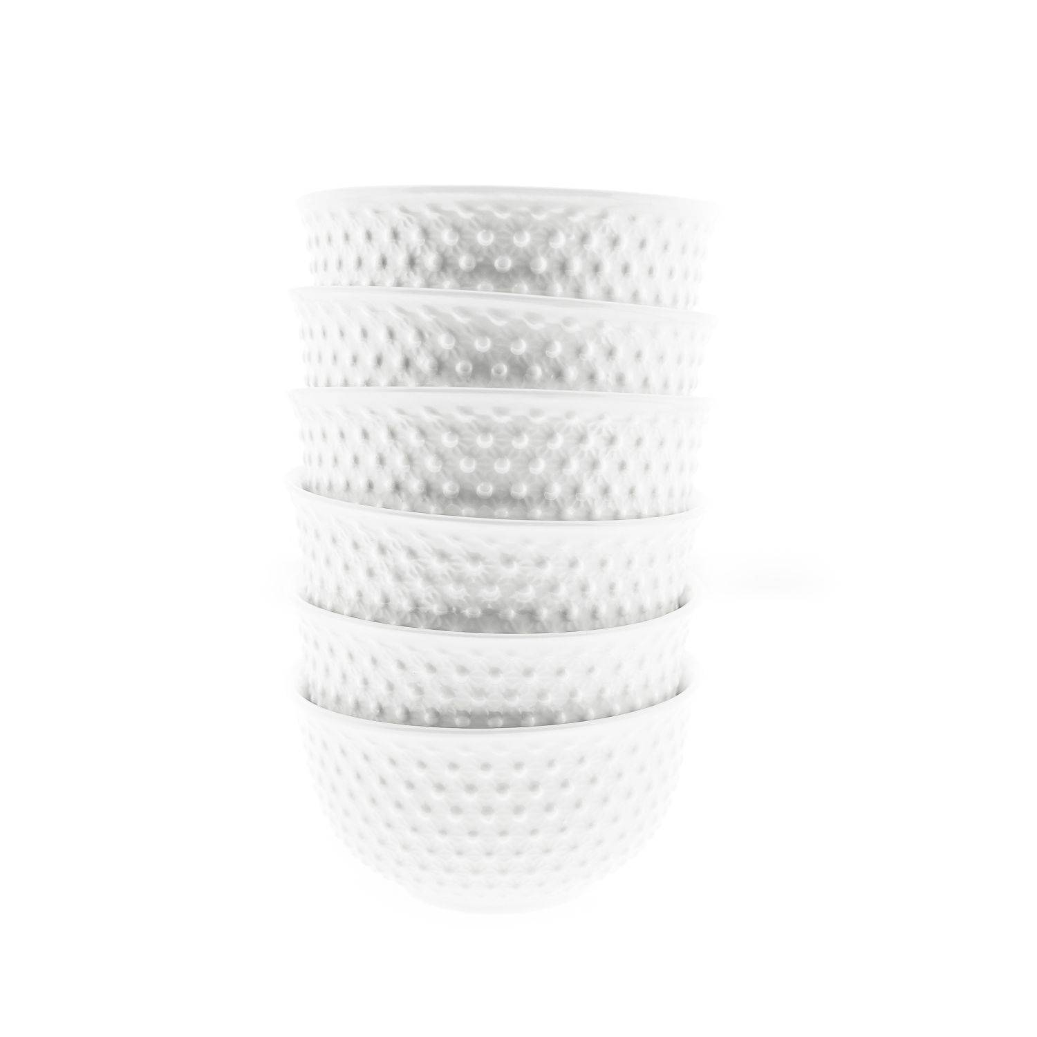 Almina 6 Teiliger Schalen-Set Weiß aus Porzellan mit Muster für Müsli 450 ml Motiv 6