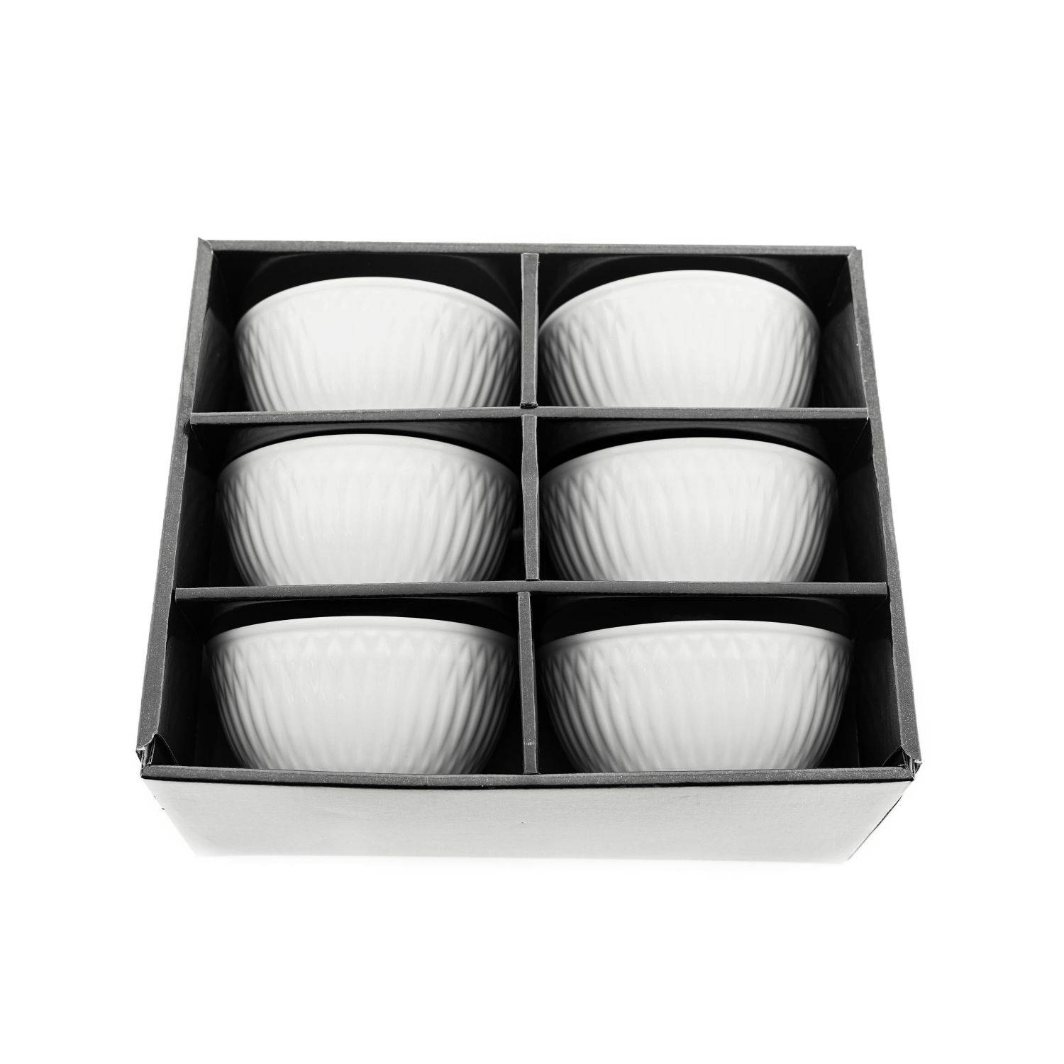Almina 6 Teiliger Schalen-Set Weiß aus Porzellan mit Muster für Müsli 450 ml Motiv 3