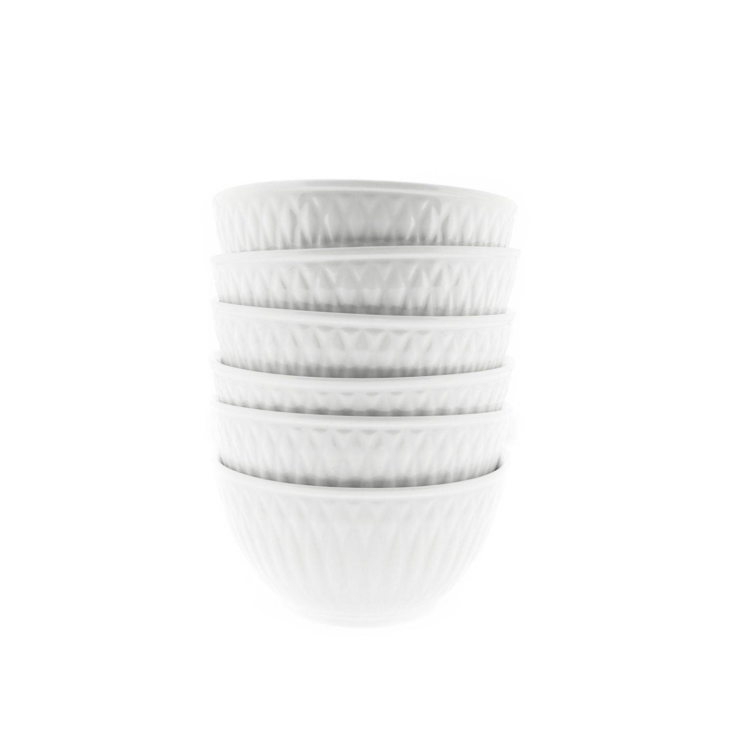 Almina 6 Teiliger Schalen-Set Weiß aus Porzellan mit Muster für Müsli 450 ml Motiv 3