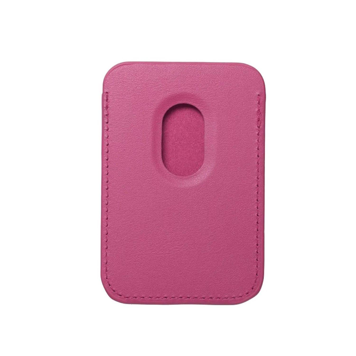 Magnetische Geldbörse aus Leder kompatibel mit Geräten ab iPhone 12 unterstützt MagSafe-Technologie Pink