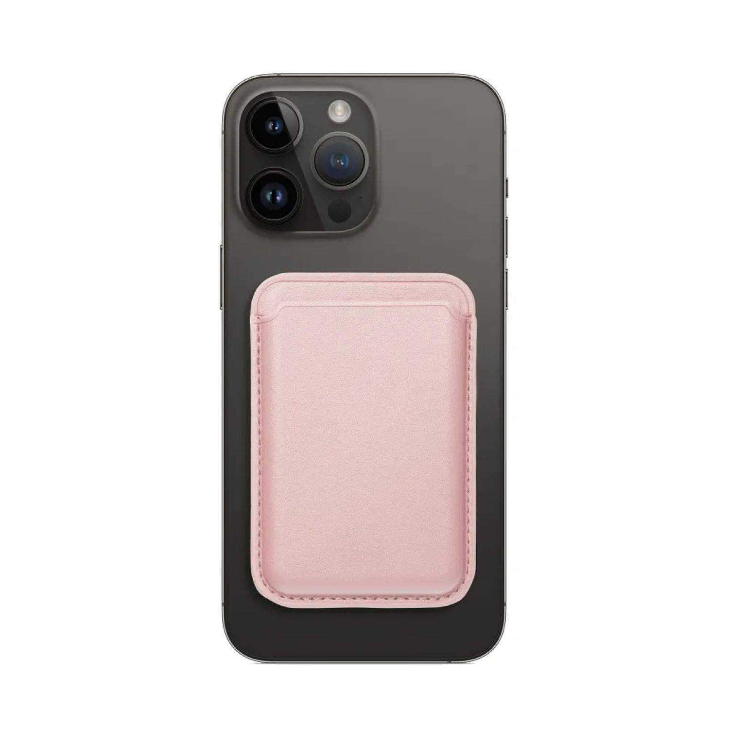 Magnetische Geldbörse aus Leder kompatibel mit Geräten ab iPhone 12 unterstützt MagSafe-Technologie Rosa