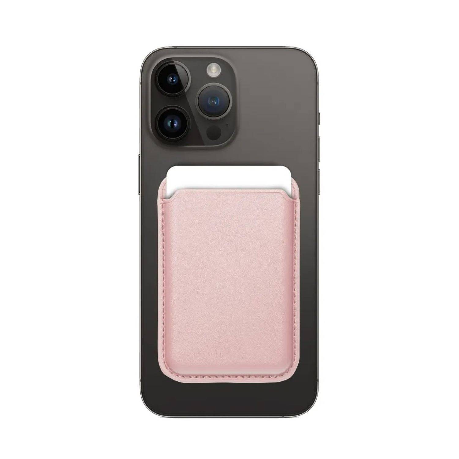 Magnetische Geldbörse aus Leder kompatibel mit Geräten ab iPhone 12 unterstützt MagSafe-Technologie Rosa