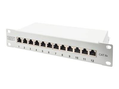 DIGITUS Cat.6A Patch Panel, geschirmt, 12-Port, 10, grau Multimedia-Technik Patchpanel