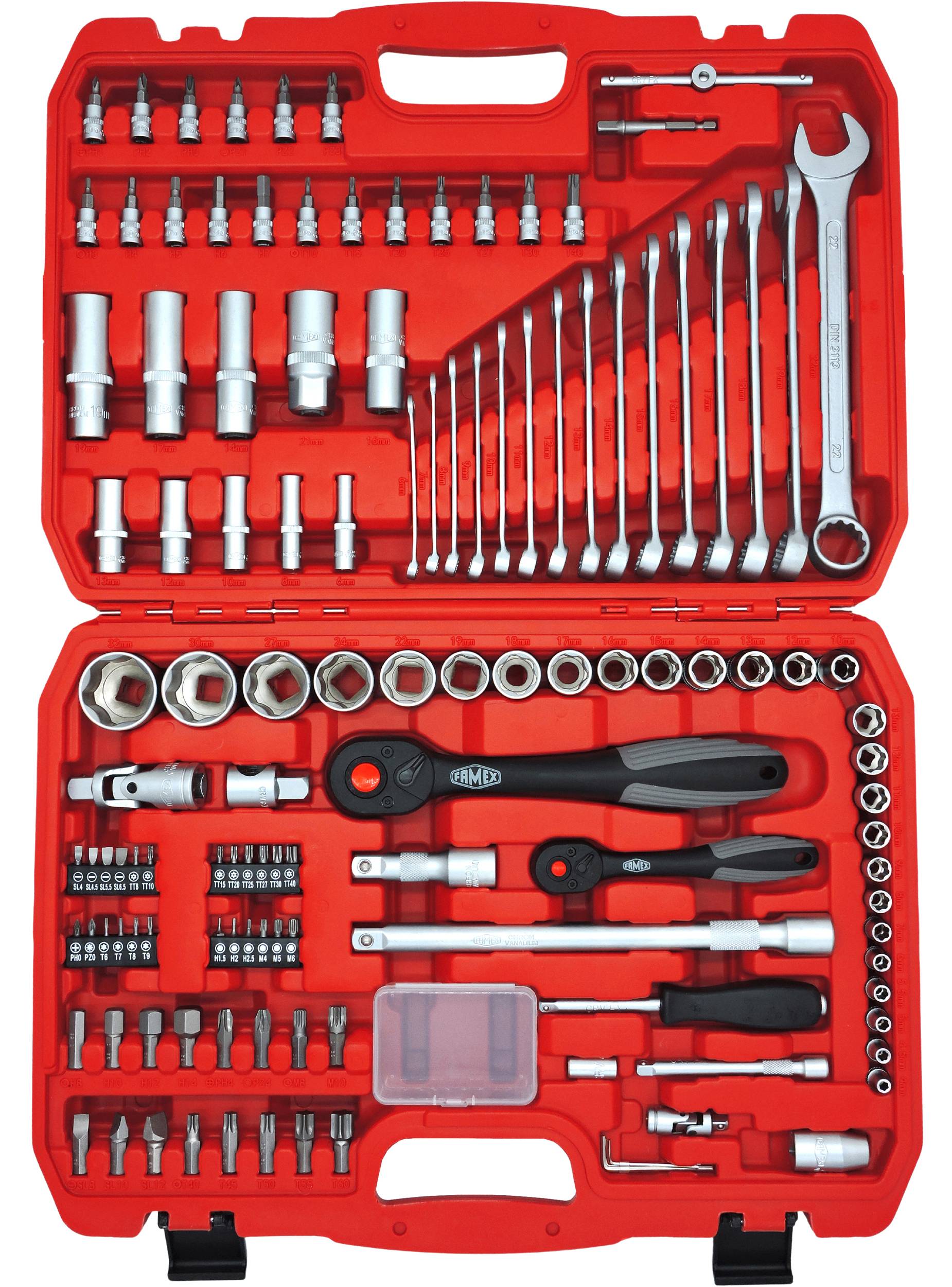 FAMEX 419-51 Profi Alu Werkzeugkoffer bestückt - PROFESSIONAL - mit Werkzeug Set - 275-tlg.