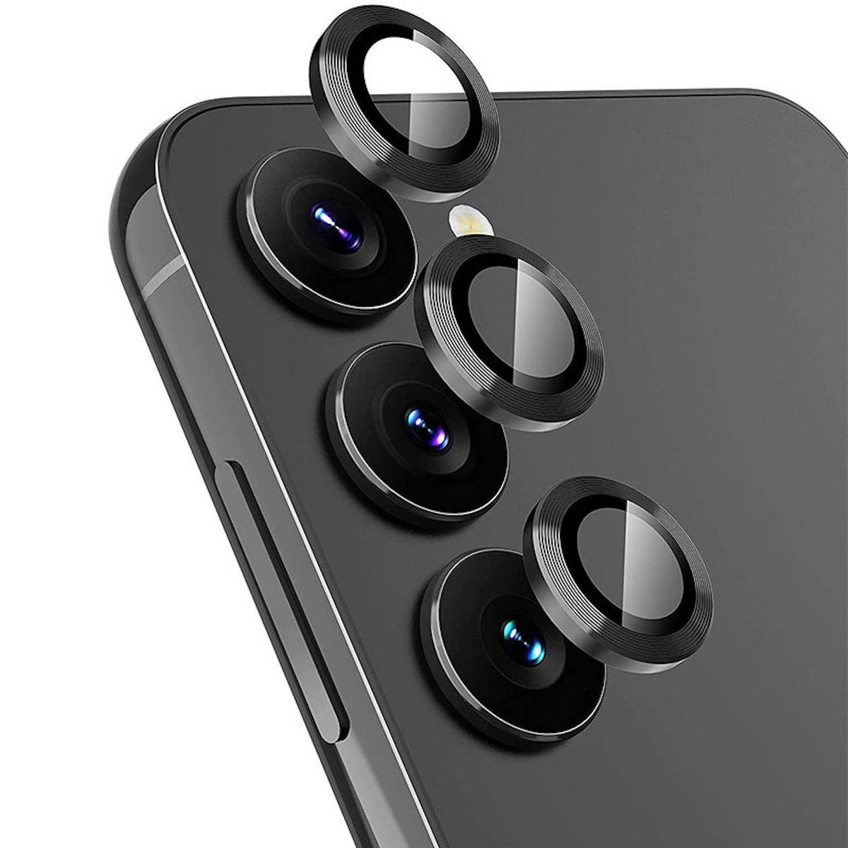 Für Samsung Galaxy A55 Aluminium Ring Kamera + H9 Hart Glas Schwarz