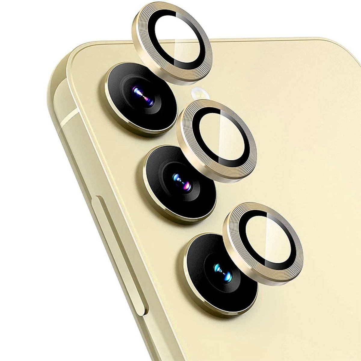Für Samsung Galaxy A55 Aluminium Ring Kamera + H9 Hart Glas Gold