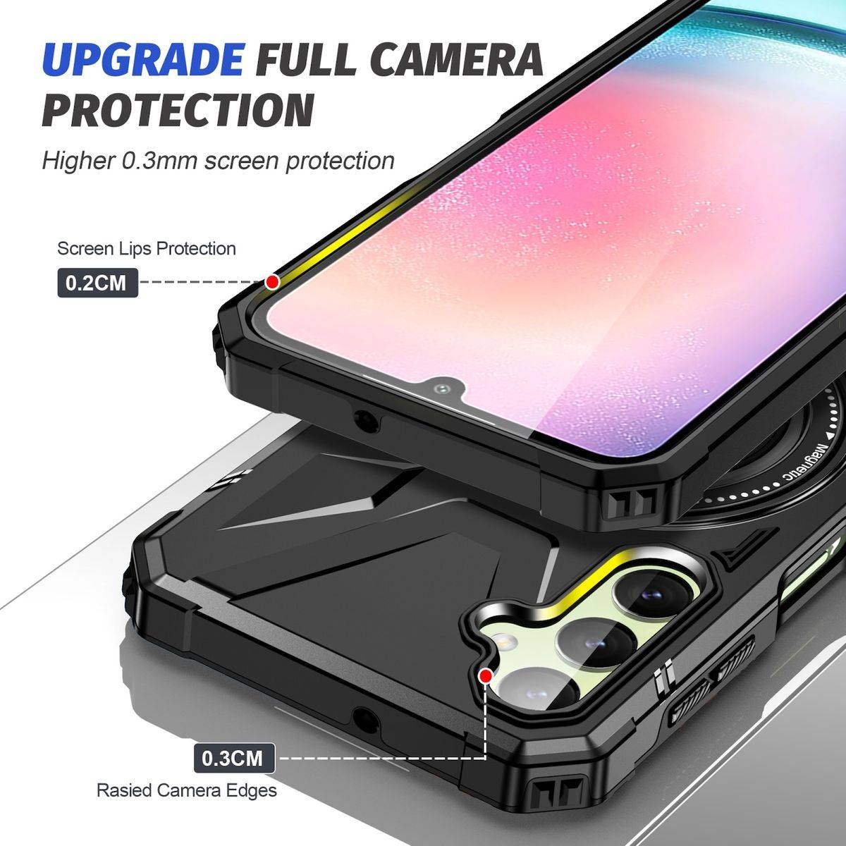 Für Samsung Galaxy A24 4G / A25 5G MagSafe Schock Magnet Ring Schutzhülle Schwarz