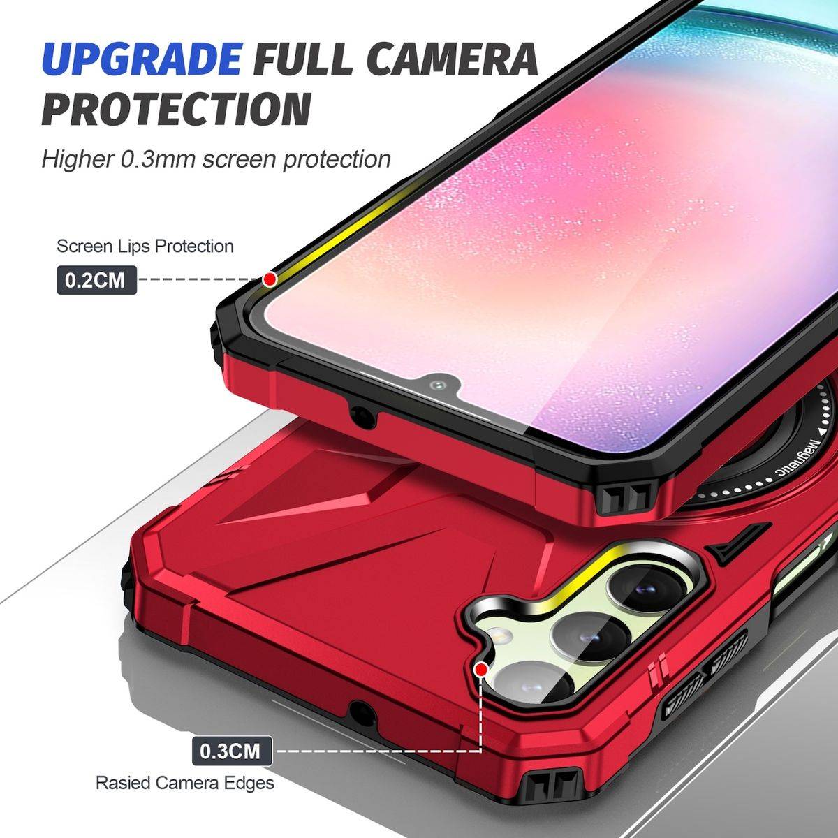Für Samsung Galaxy A24 4G / A25 5G MagSafe Schock Magnet Ring Schutzhülle Rot