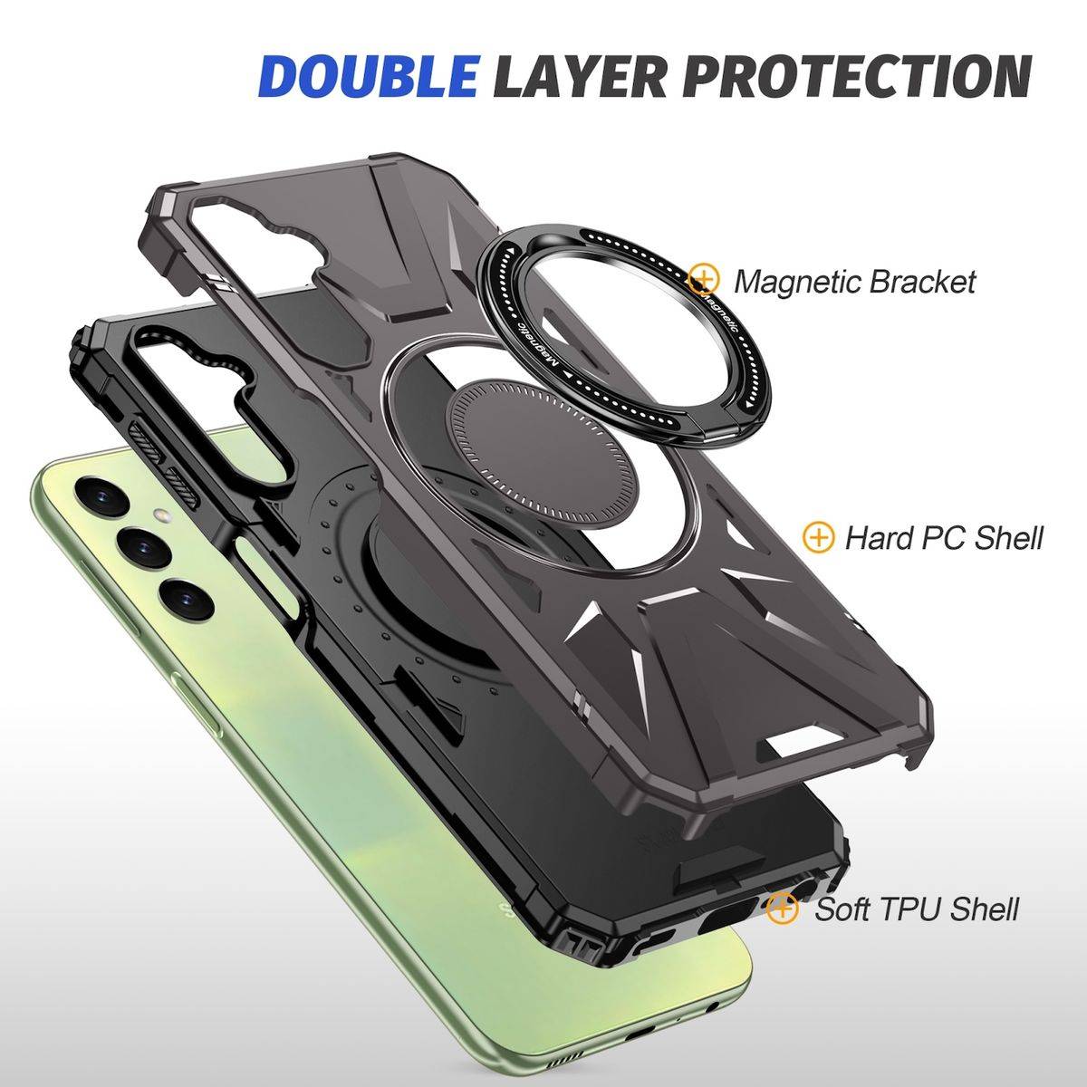 Für Samsung Galaxy A24 4G / A25 5G MagSafe Schock Magnet Ring Schutzhülle Grau