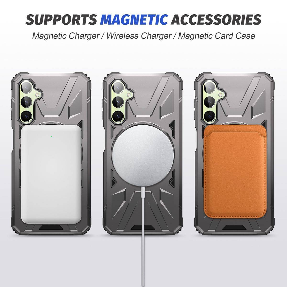 Für Samsung Galaxy A24 4G / A25 5G MagSafe Schock Magnet Ring Schutzhülle Grau