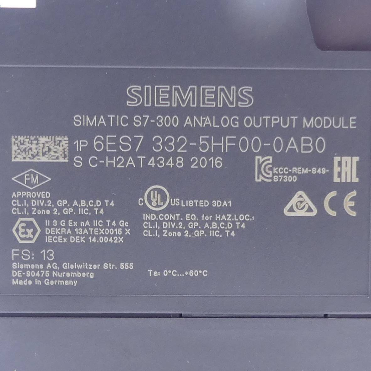 Siemens Simatic S7-300 ANALOG OUTPUT MODULE (6ES7 332-5HF00-0AB0)
