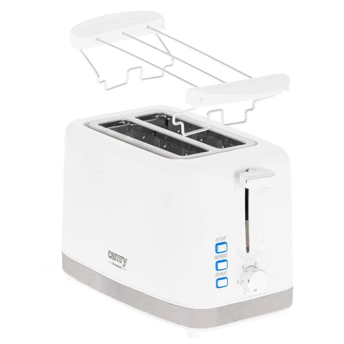 Camry CR 3219 2-Scheiben-Toaster aus Edelstahl mit 6 Stufen, 900 W - Weiß