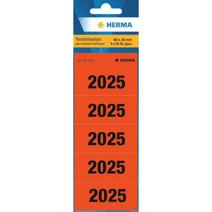 HERMA Ordner-Inhaltsschild "2025", 60 x 26 mm, bedruckt