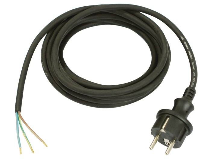 Anschlussleitung H07RN-F 2x1,0mm² 3m Konturenstecker schwarz WEINGÄRTNER
