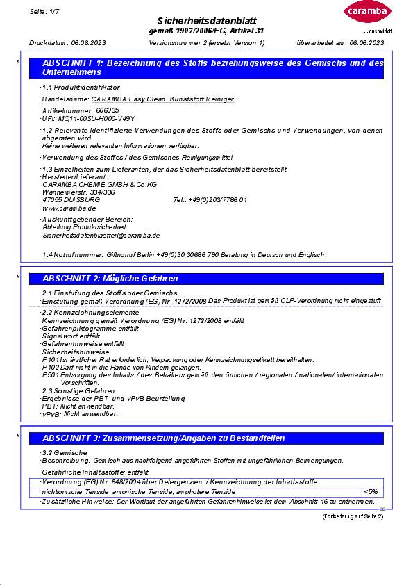 Ku.Reiniger Easy Clean 500ml Sprühflasche CARAMBA