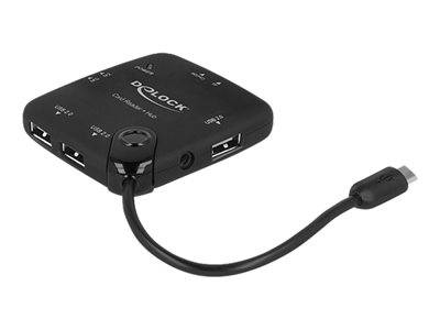 DELOCK Card Reader USB micro B -> 4in1 +3-Port Hub OTG extern Multimedia-Technik