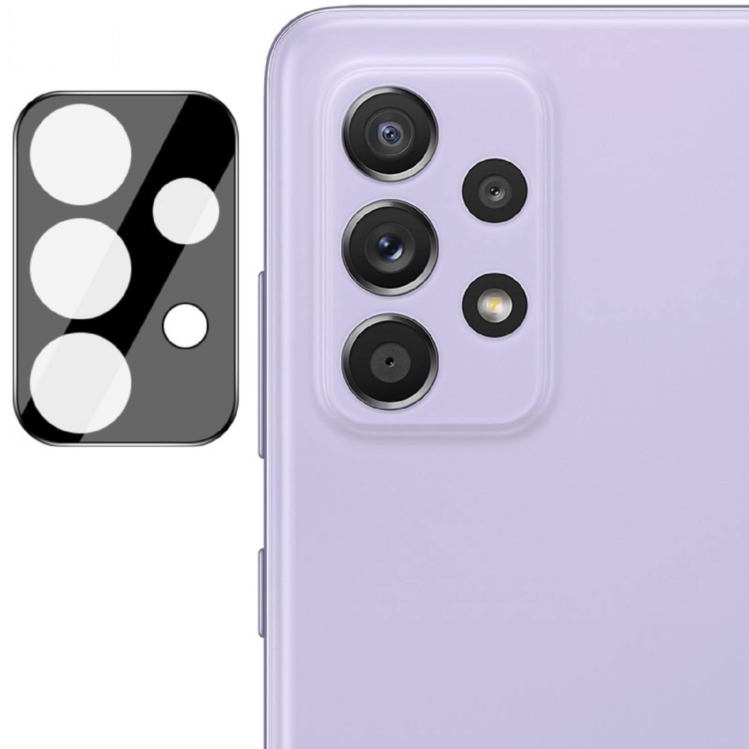 1x Kamera 9H Panzerhartglas für Samsung Galaxy A52s 3D KLAR Schwarzer ECHTES TEMPERED Panzerglas Kameraglas Kamerhartglas Kameraschutzglas