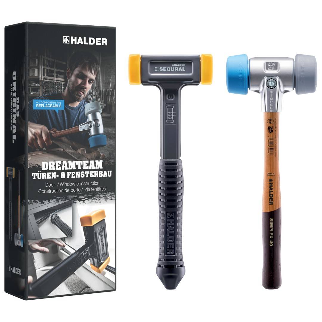 HALDER Aktionsbox Dreamteam Türen- & Fensterbau SIMPLEX Ø 50:40 mm TPE und SECURAL Schonhammer