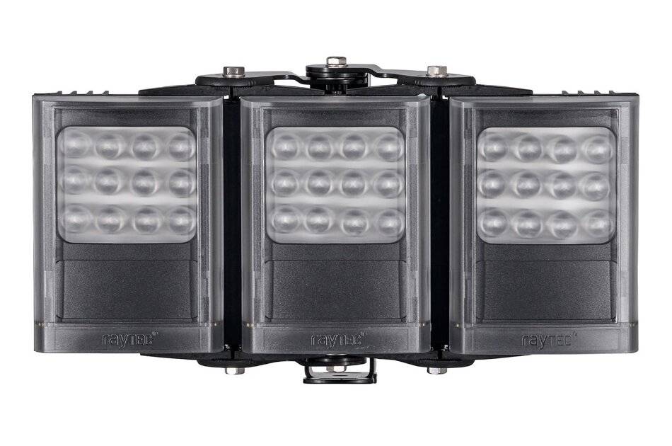Drei schwarze klappbare modulare elektronische Geräte mit transparenten Frontfenstern, nebeneinander vor weißem Hintergrund dargestellt.