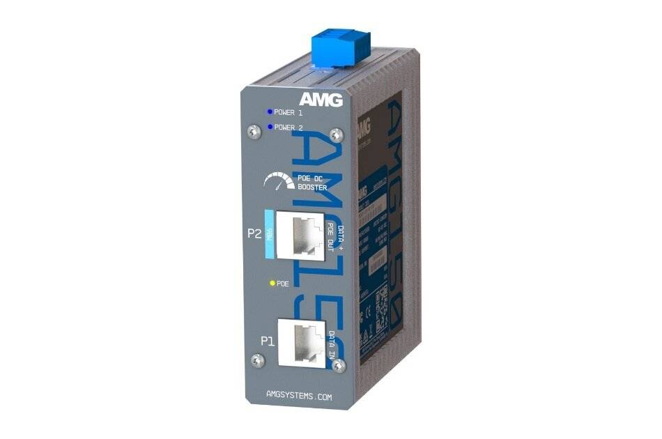 AMG Systems AMG150-1GBT-P90-LV, Industrieller PoE-Injektor, 1 10/100/1000BT RJ45 mit 60/90W PoE gemäß 802.3bt, 20-60 VD