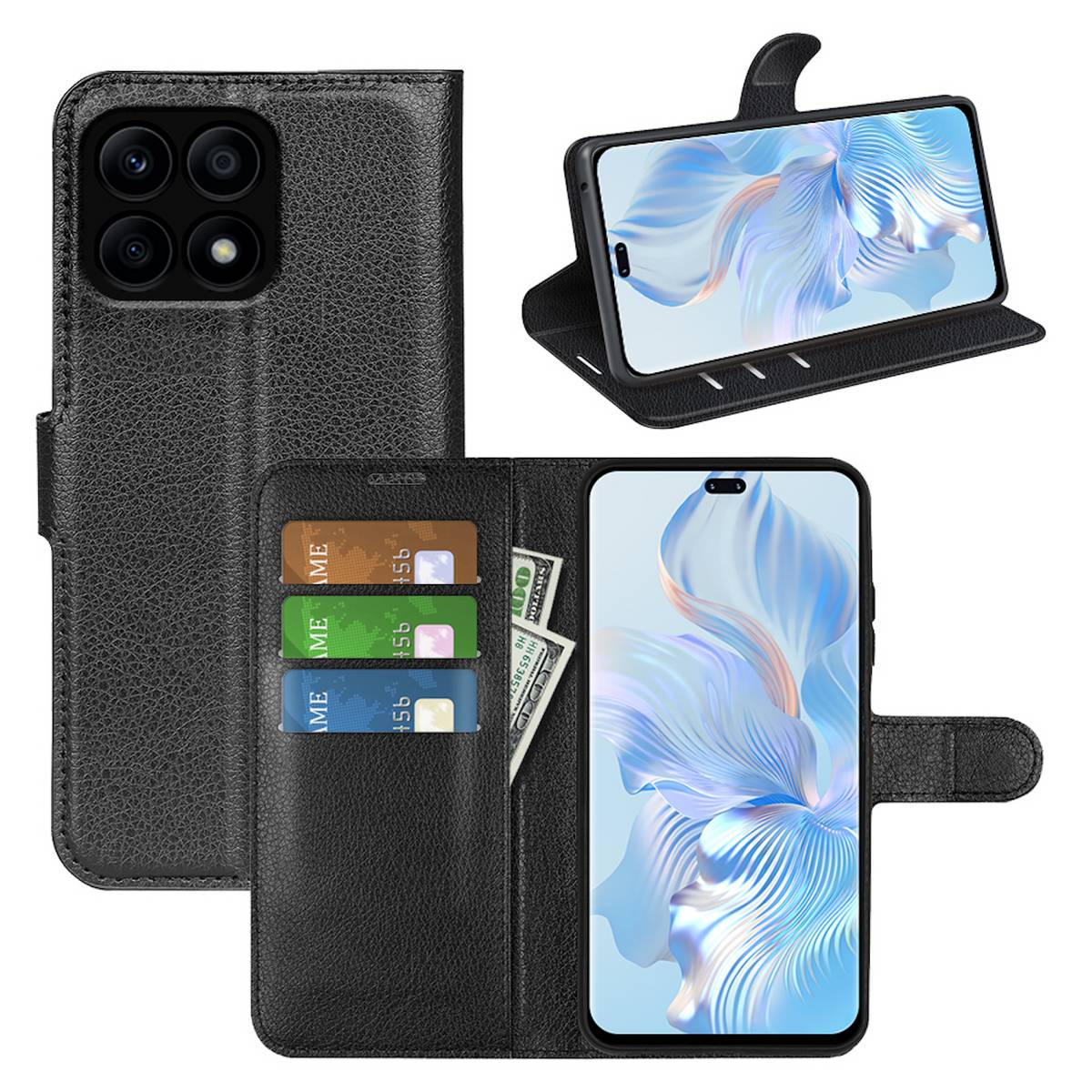Für Honor X8b Kunst-Leder Book Wallet Schutz Handy Hülle Tasche Etui
