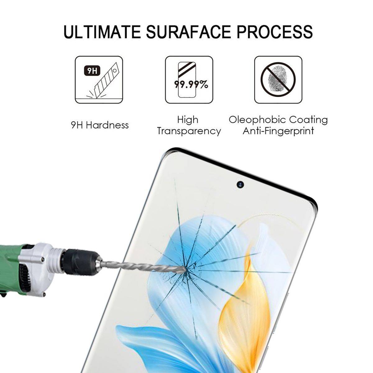 Für Honor 100 1x 4D Premium Display 0,3 mm H9 Curved Schutz Hart Glas