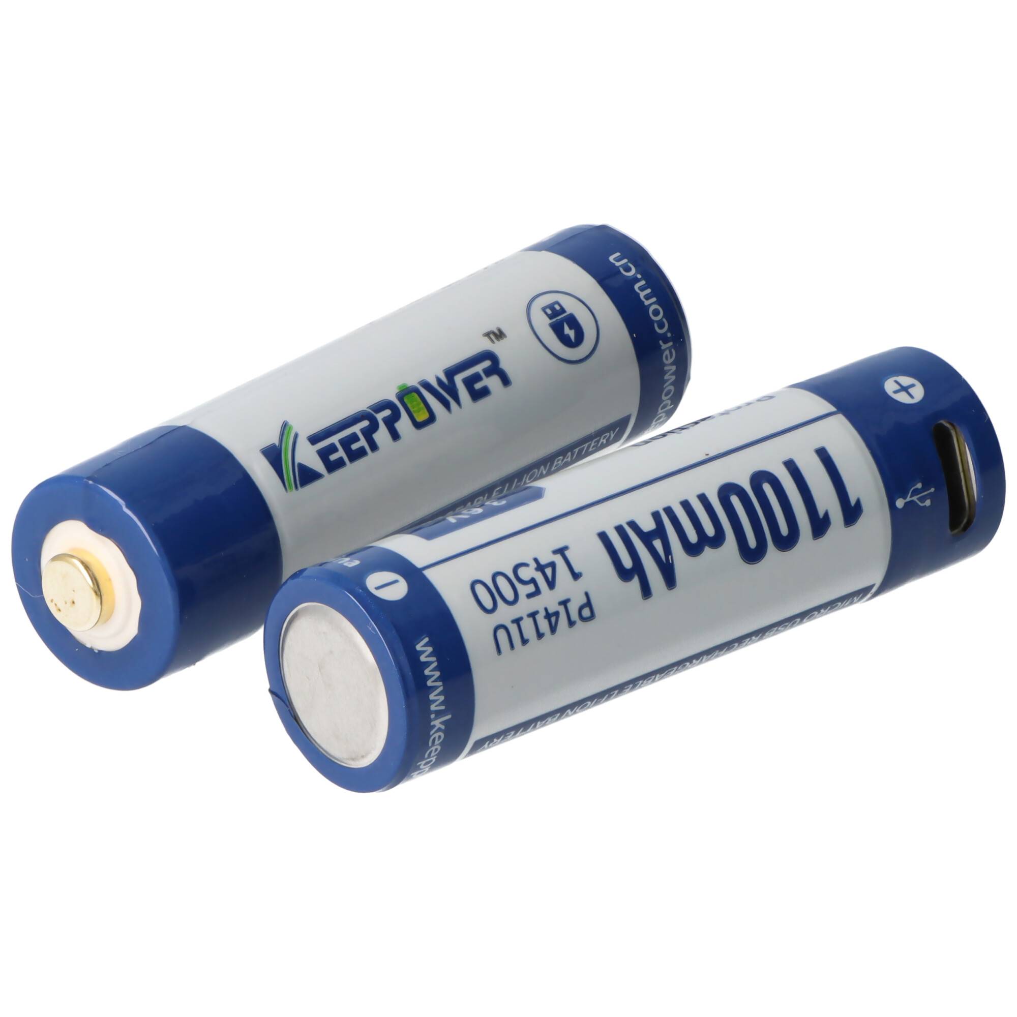 Keeppower Li-ion Akku 14500 mit 1100mAh 3,7V, 50,3x14,2mm, mit Mirco-USB Lademöglichkeit