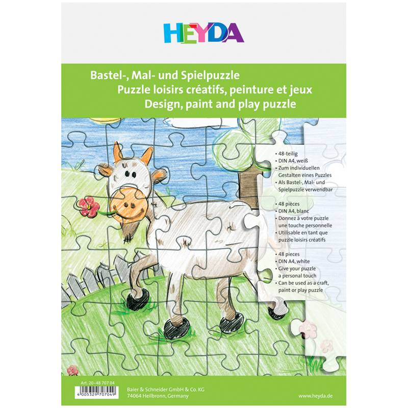 HEYDA Blanko-Puzzle, 48 Teile, 210 x 297 mm, weiß