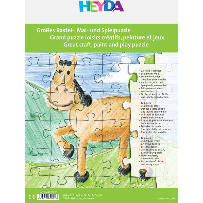 HEYDA Blanko-Puzzle, 12 Teile, 350 x 500 mm, weiß