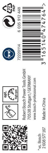 Otto Baier GmbH' Logo mit einem Barcode an der Seite. Text: 'Hohe U/min', 'Stuttgart/Deutschland', und 'opt.' neben einer Skalen-Grafik.