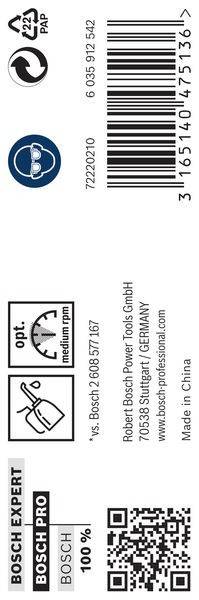 opt. mittlere U/min' Messwerkzeug-Symbol mit Kontaktinformationen der Bosch Power Tools GmbH, Deutschland.