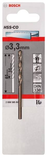 Ein Metallbohrer-Paket mit folgenden Spezifikationen: Durchmesser 4 mm, Länge 65 mm, Arbeitslänge 36 mm, geeignet für Metall und Edelstahl.