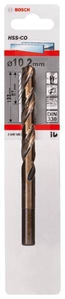 Ein Nahaufnahmebild eines Metallbohrers in einer Verpackung, die mit der Nummer '338' beschriftet ist, die wahrscheinlich seine Größe oder sein Modell angibt.