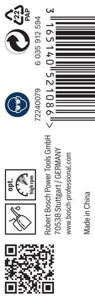 72240632' über '98' mit einem Drehzahlmesser-Symbol gekennzeichnet, beschriftet mit 'opt.' und 'high rpm'. Text lautet 'POWER TOOLS GmbH', 'Stuttgart / GERMANY' und Website-URL.